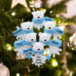 Personalized Polar Bear Family of 6 Christmas Ornament