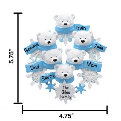 Polar Bear Family of 6 Personalized Christmas Ornament