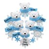 Polar Bear Scarf Famlly of 6 Personalized Christmas Ornament