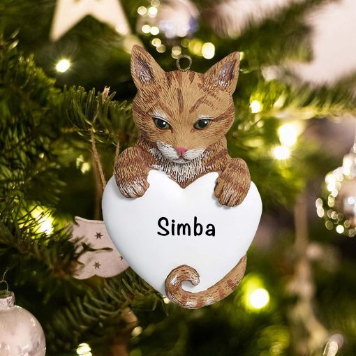 Personalized Orange Tabby Cat Christmas Ornament
