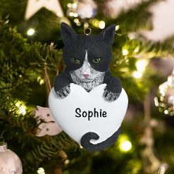 Personalized Tuxedo Cat Christmas Ornament
