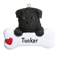 Black Pug Personalized Christmas Ornament