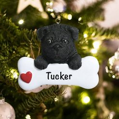 Personalized Black Pug Christmas Ornament