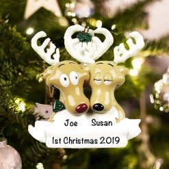 Personalized Reindeer Couple Christmas Ornament