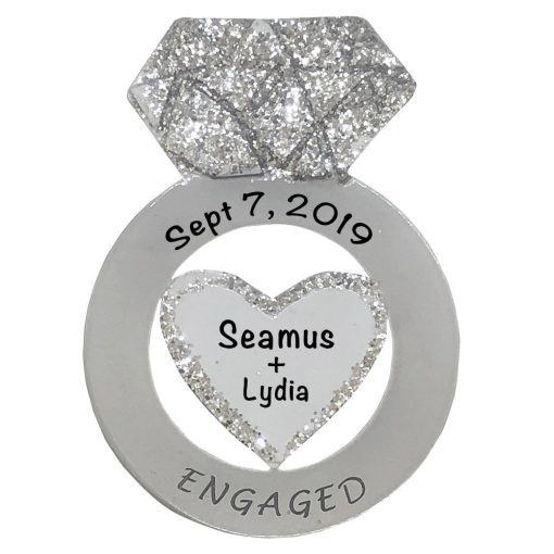 Engagement Ring Personalized Christmas Ornament