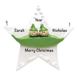 Two peas in a pod Personalized Christmas Ornament