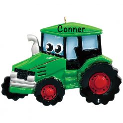 Green Tractor Toy Personalized Christmas Ornament