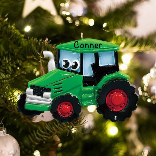 Personalized Green Tractor Toy Christmas Ornament
