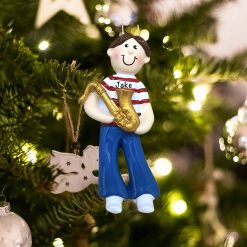Personalized Saxophone Boy Christmas Ornament
