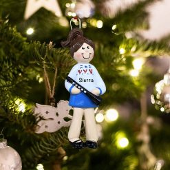 Personalized Clarinet Girl Christmas Ornament