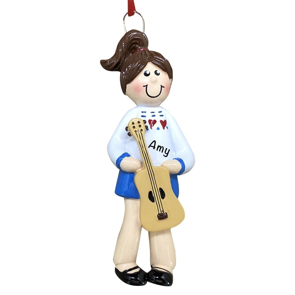 Guitar Girl Personalized Christmas Ornament