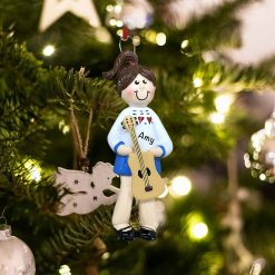 Personalized Guitar Girl Christmas Ornament