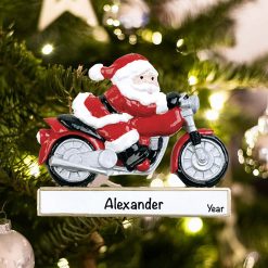 Personalized Santa on Motorcycle Christmas Ornament