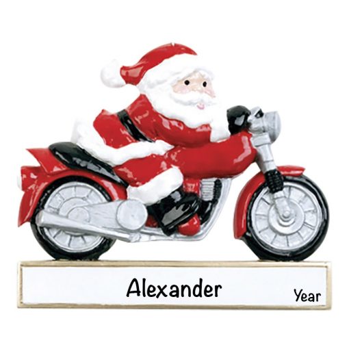Santa Motorcycle Personalized Christmas Ornament