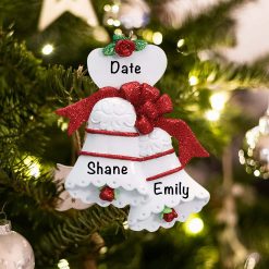 Personalized Wedding Bells Red Christmas Ornament
