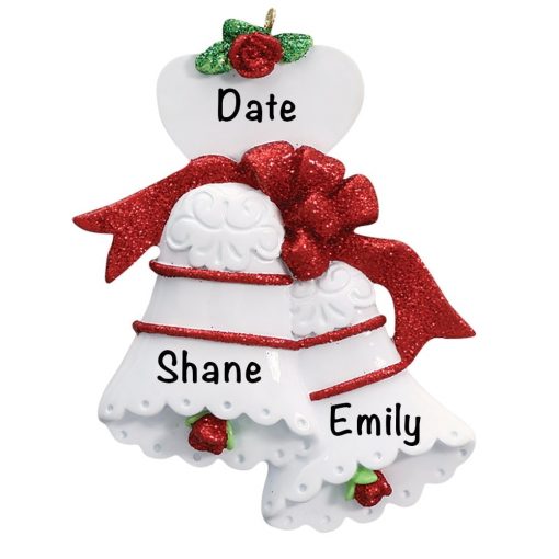 Wedding Bells Red Personalization Christmas Ornament