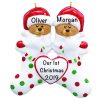Stocking Cap Bears Family of 2 Personalized Christmas Ornament
