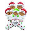 Stocking Cap Bears Family of 5 Personalized Christmas Ornament