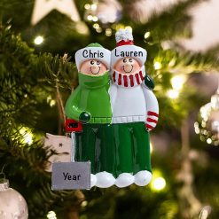 Personalized Snow Shovel Family of 2 Christmas Ornament