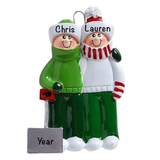 Snow Shovel Couple Personalized Christmas Ornament