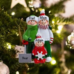 Personalized Snow Shovel Family of 3 Christmas Ornament
