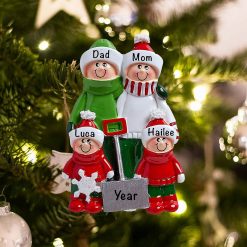 Personalized Snow Shovel Family of 4 Christmas Ornament