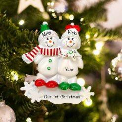 Personalized Snow Sled Couple Christmas Ornament