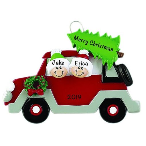 Christmas Tree Car Family of 2 Personalized Christmas Ornament