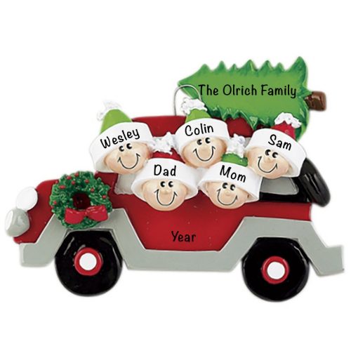 Christmas Tree Car Family of 5 Personalized Christmas Ornament