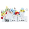 Snowball Fight Family of 5 Personalized Christmas Ornament