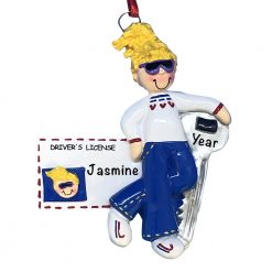 Drivers License Girl Blonde Personalized Christmas Ornament
