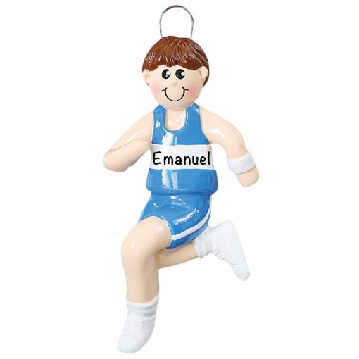 Boy Track Runner Personalized Christmas Ornament
