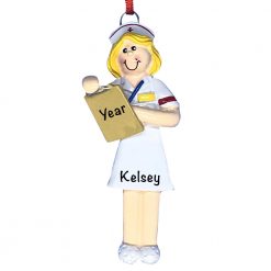 Nurse Blonde Personalized Christmas Ornament