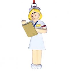 Nurse Blonde Personalized Christmas Ornament - Blank