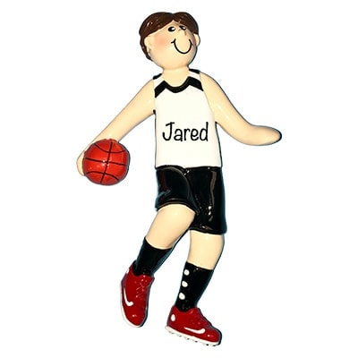 Basketball Boy - Brown Hair Personalized Ornament