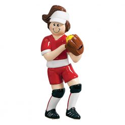 Softball Girl Brown Hair Personalized Christmas Ornament - Blank