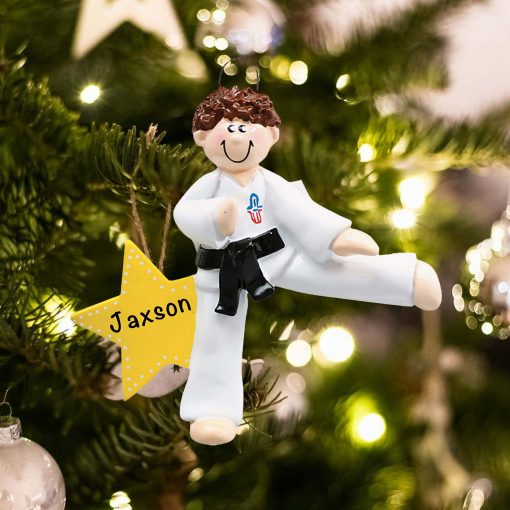 Personalized Karate Boy Christmas Ornament