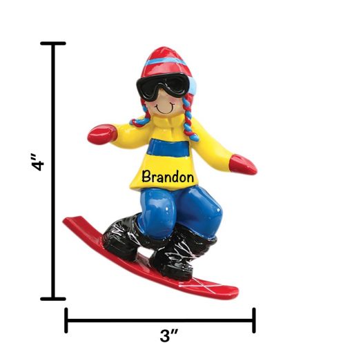 Guy Snowboarder Personalized Christmas Ornament