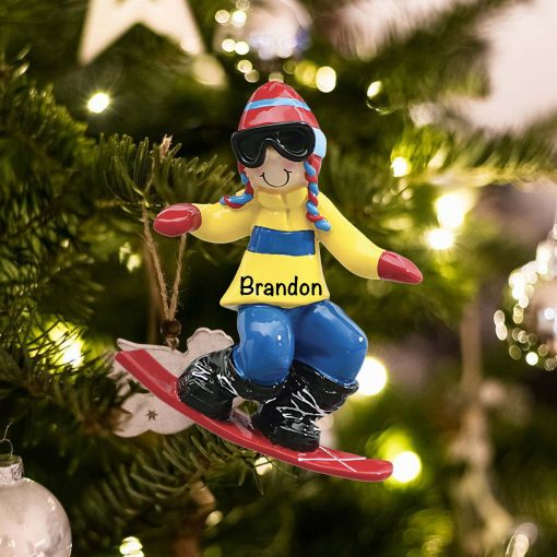 Personalized Snowboard Boy Christmas Ornament