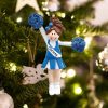 Blue Cheerleader Brown Hair Christmas Ornament