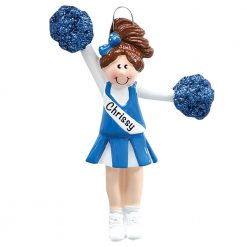 Blue Cheerleader Personalized Christmas Ornament