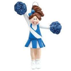 Blue Cheerleader Personalized Christmas Ornament - Blank