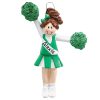 Green Cheerleader Personalized Christmas Ornament