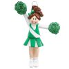 Green Cheerleader Personalized Christmas Ornament - Blank
