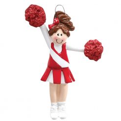 Red Cheerleader Personalized Christmas Ornament - Blank