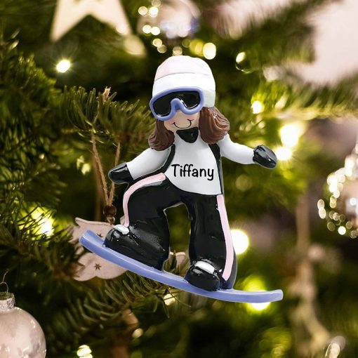 Personalized Snowboard Girl Christmas Ornament