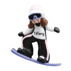 Snowboard Girl Personalized Christmas Ornament