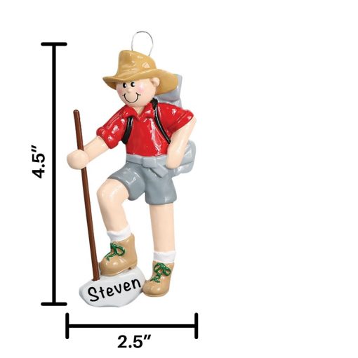 Boy Scout Guy Hiker Personalized Christmas Ornament