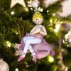 Personalized Ballerina Girl Blonde Christmas Ornament