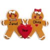Gingerbread Family of 2 Personalized Christmas Ornament